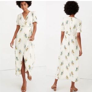 Madewell Magdalena Floral Faux Wrap Midi Dress Sz 6
